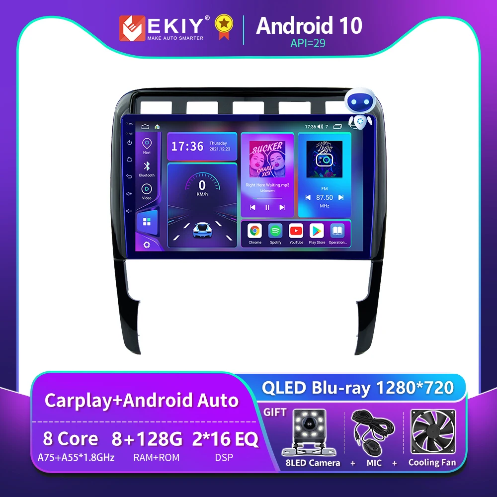 ekiy t900 for porsche cayenne i 1 9pa 2002 2010 car radio multimedia blu ray qled navi gps stereo auto android bt no 2 din dvd free global shipping