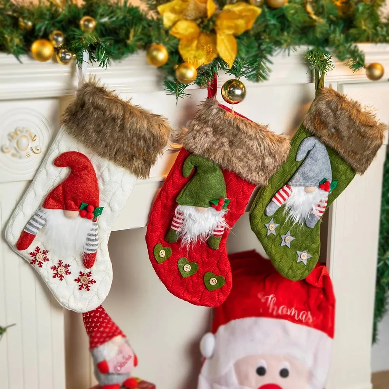 

Christmas Christmas Bag Red Gift Stockings Christmas Christmas Dwarf Stockings Snowflake Christmas Ornament Mailman Ornament