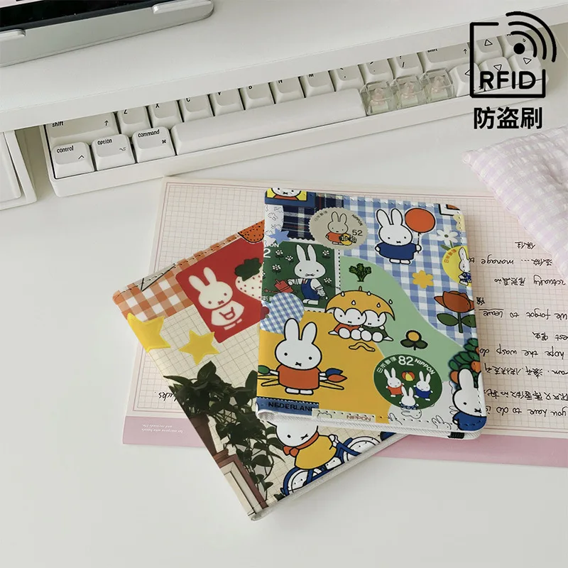Фото Kawaii Miffy зажим для паспорта 2025, пакет для документов, милая сумка для карт с героями мультфильмов, дорожная портативная сумка для хранения, праздничный подарок-сюрприз №4