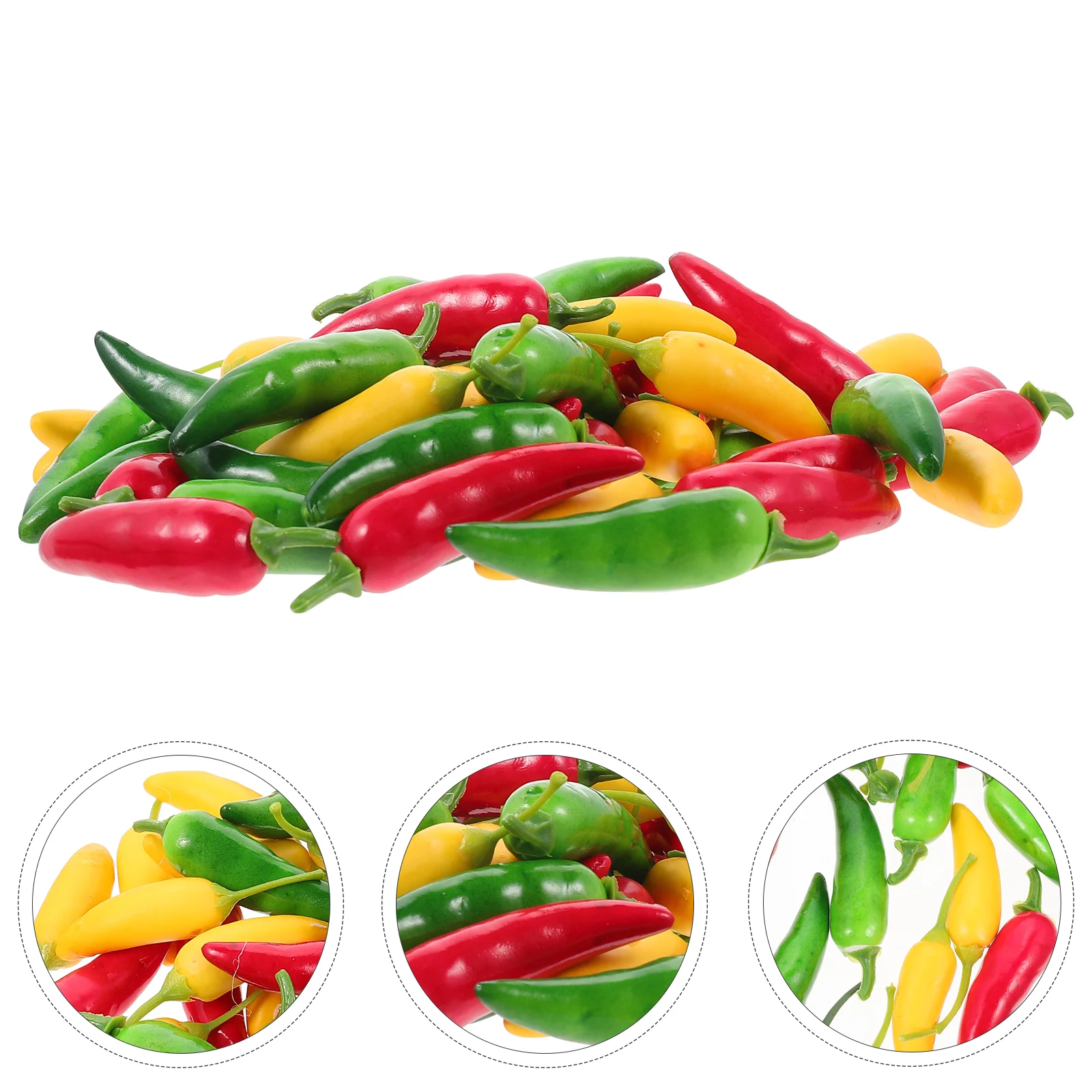 

60 Pcs Artificial Pepper Realistic Peppers Home Decoration Simulation Miniature Toys Fake Vegetable Small Vivid Models