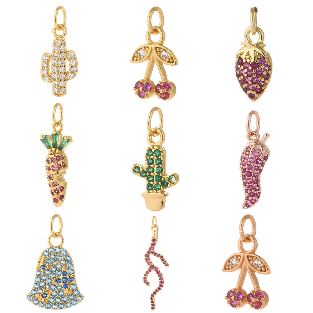 

Fruit Charms for Jewelry Making Raspberry Cherry Designer Jewelry Charms for Diy Earrings Necklace Bracelet Charm Copper