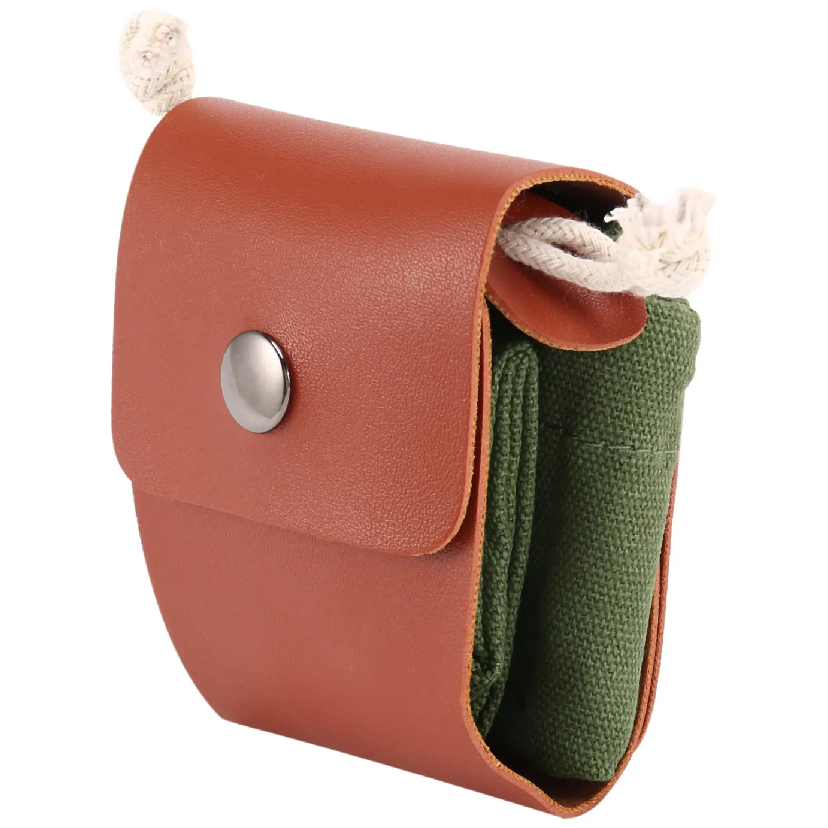 

Collapsible Canvas Foraging Pouch for Hiking Waist Packs to Collect Treasures & Seashells Pu Leather Belt Pouch(Green)