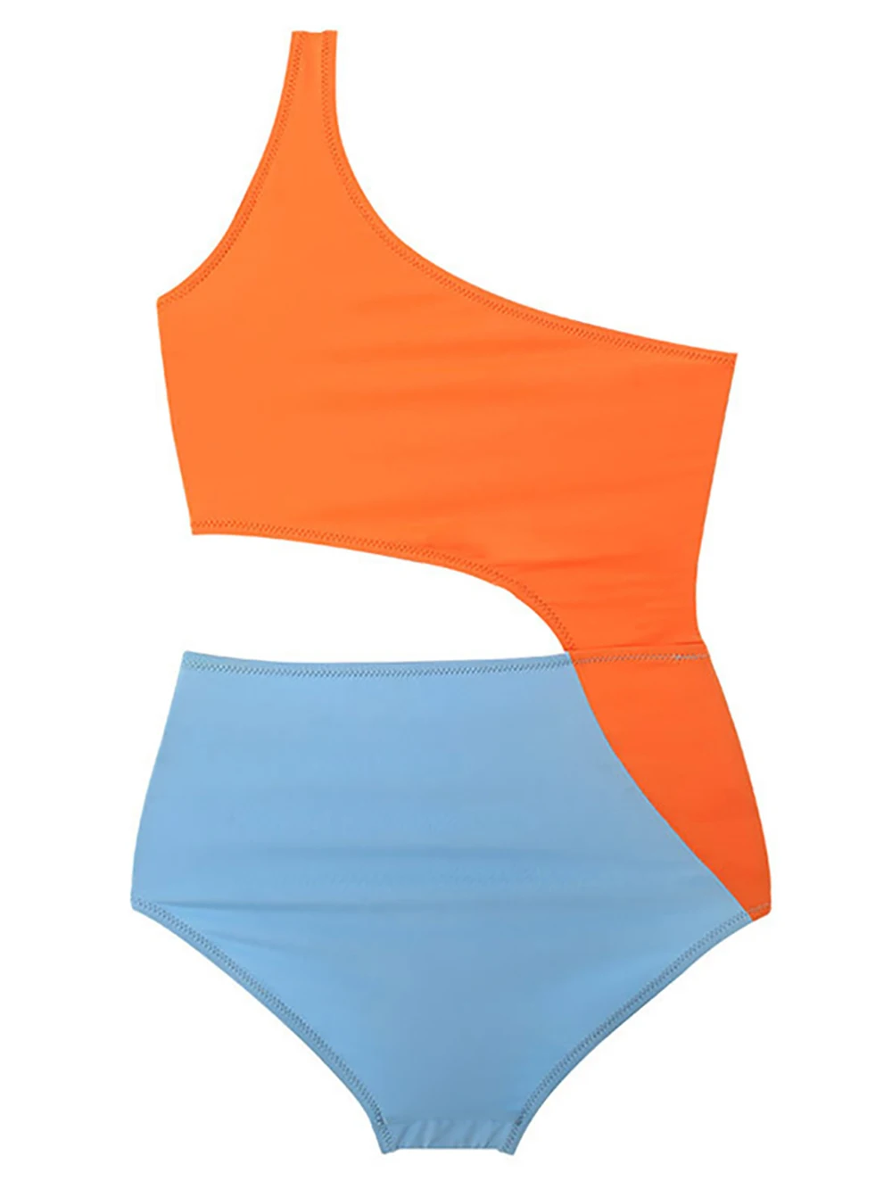 2022 сексуальный неоновый оранжевый синий купальник на одно плечо с вырезами талии