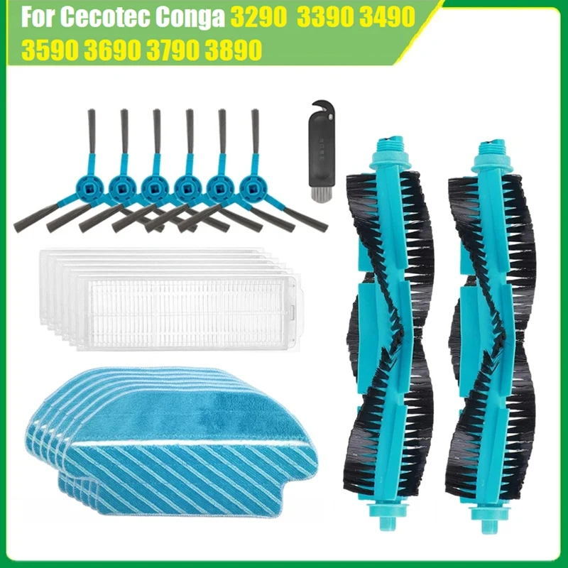 

Main Side Brush HEPA Mop Rag Replace Parts Plastic For Cecotec Conga 3290 3390 3490 3590 3690 3790 3890 Ultra Titanium Vacuum