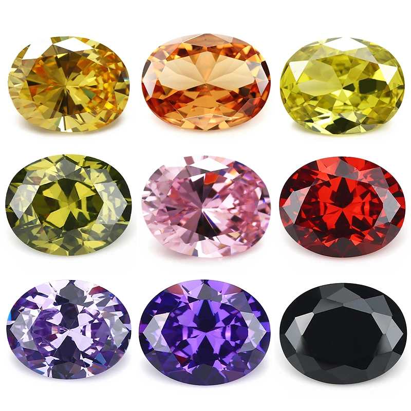 

Size 2x3mm-13x18mm 5A Oval Cut Multi Various Color Cubic Zirconia Stone Loose CZ Synthetic Gems Beads For Jewelry