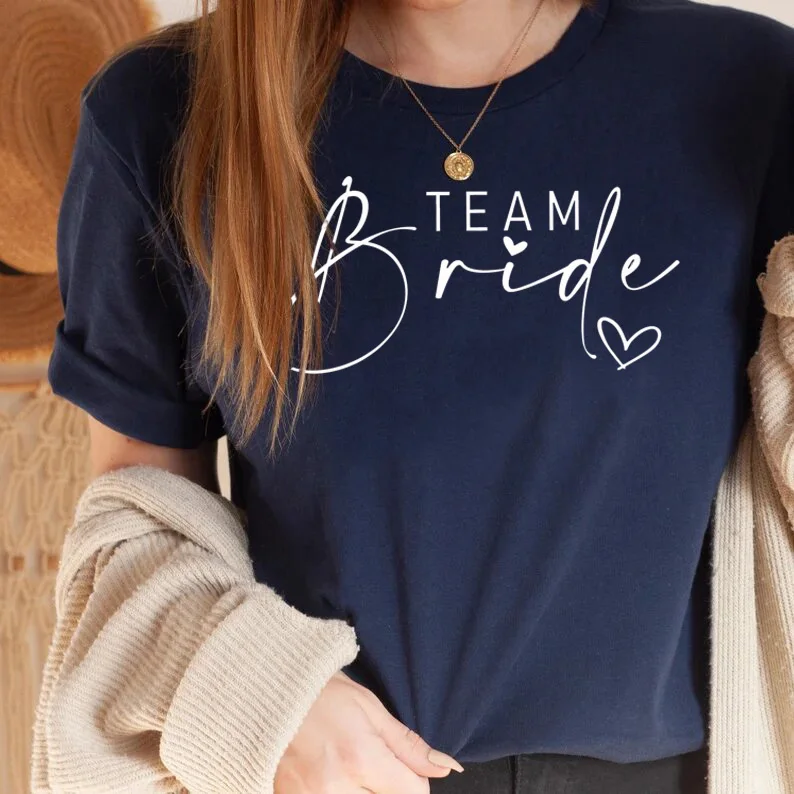 Women Cotton T Shirt Team Bride Bachelorette Party Shower Hen Bridesmaid Print T-Shirt 2025 Girls Wedding Female Tops