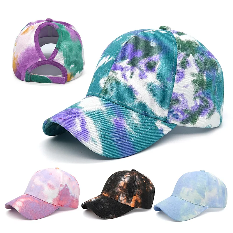 

Tie Dye Ponytail Baseball Cap Women Cotton Caps Casual Summer Snapback Hat Brim Dad Hats Female high quality