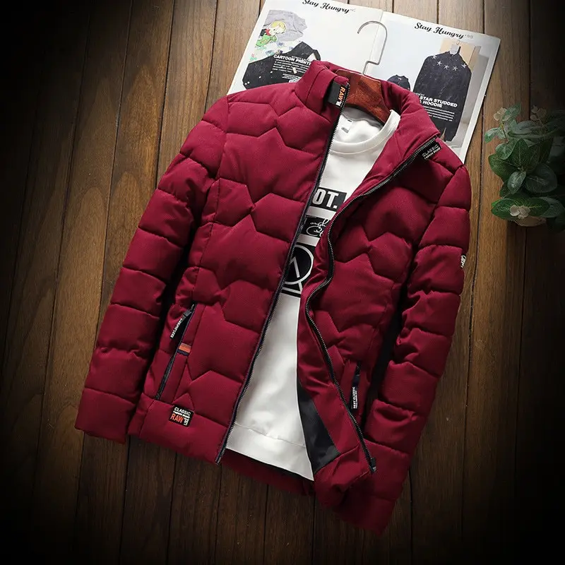 Xfhh осенне-зимняя мужская куртка, утепленные мужские куртки с хлопковой подкладкой, приталенные Молодежные зимние куртки с воротником-стойк...