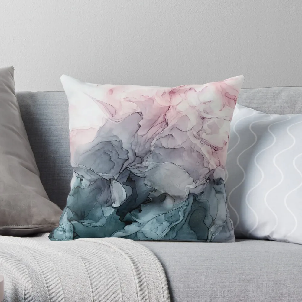 

Pillowslip Blush and Payne's Grey Flowing Abstract Painting 100% Cotton Decor Pillow Case Home Cushion Cover 45*45cm