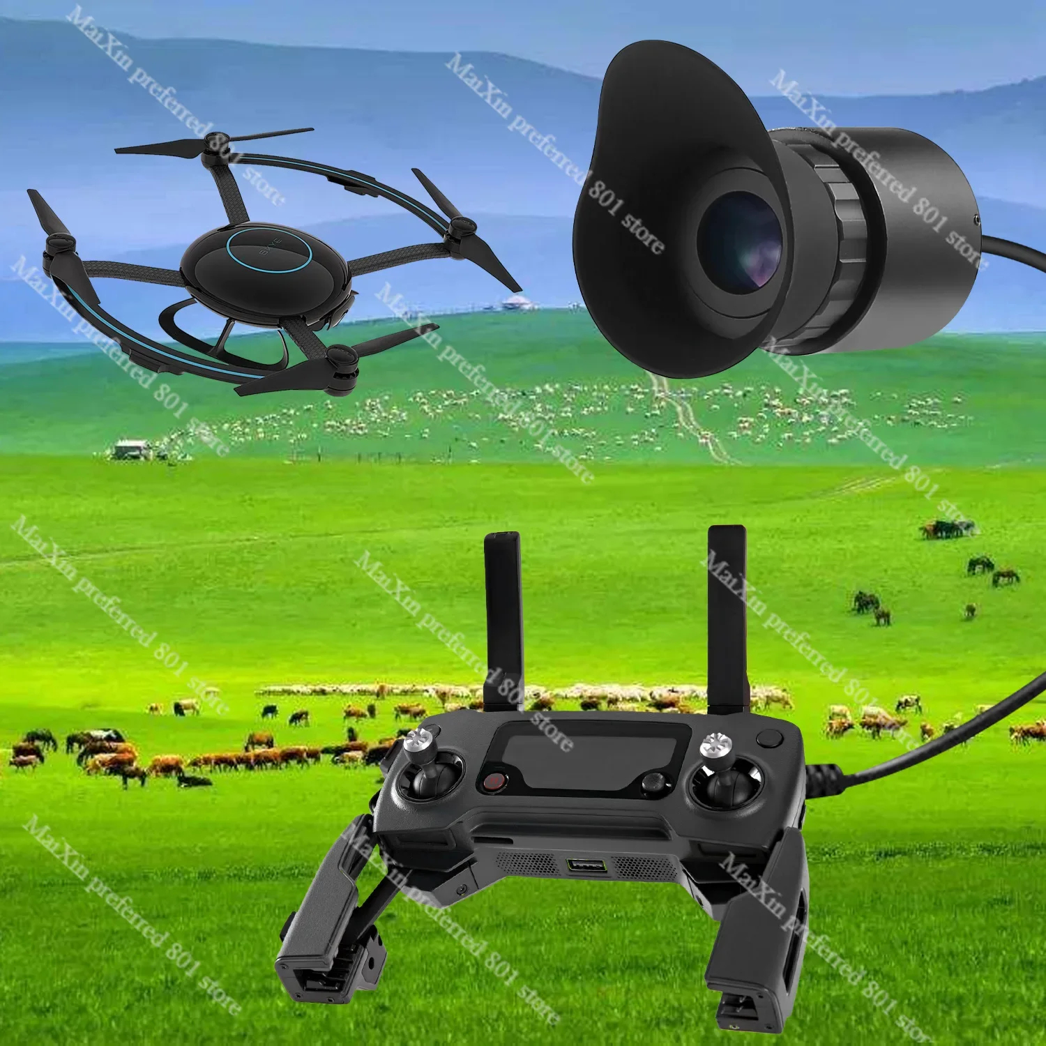 V760A-5 OLED-монокуляр с большим экраном защитный головной дисплей поддерживает