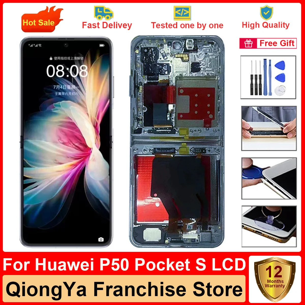 Фото Оригинальный 6.9-дюймовый протестированный дисплей Pocket S для Huawei P50 Pocket S 4G BAL-AL60, складной ЖК-экран с сенсорным экраном и дигитайзером в сборе №2