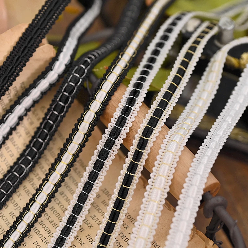 Черно-белая вязаная плетеная кружевная лента высокое качество поделки своими