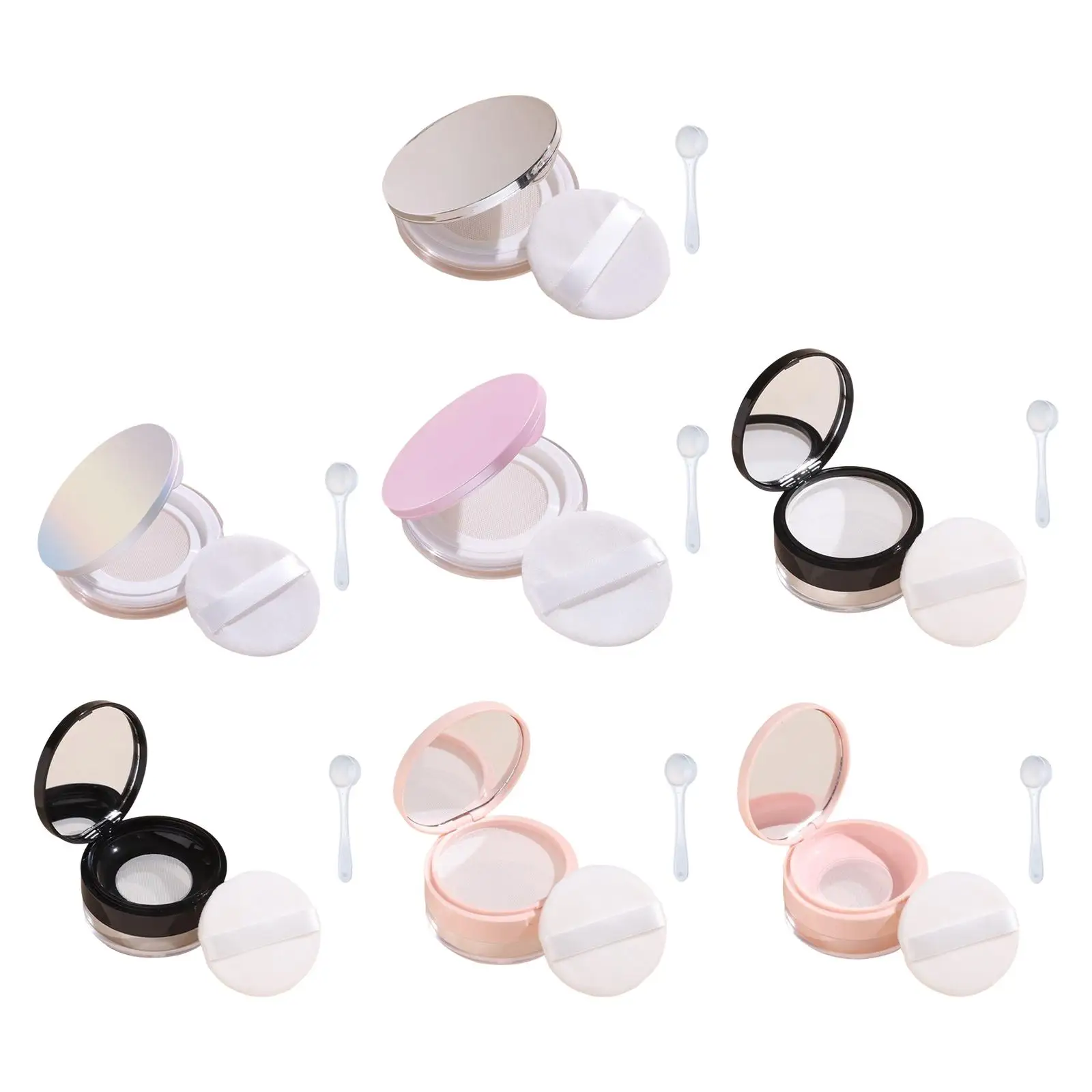 Loose Powder Compact Containers Refillable Daily Use or Travel Accessory Useful Tool ,Easy to Carry Around Durable Convenient