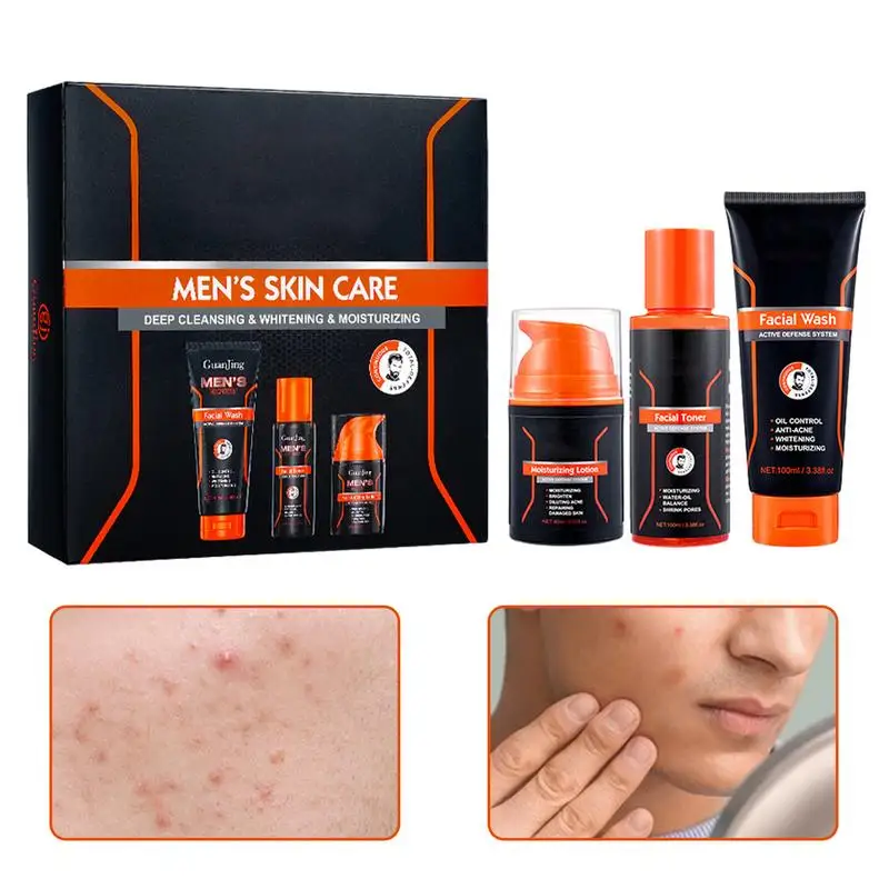 

Mens Skincare Set Skin Care Men Gentle Hydrating Face Cleanser Facial Toner Moisturizer Lotion Skincare Set For Men