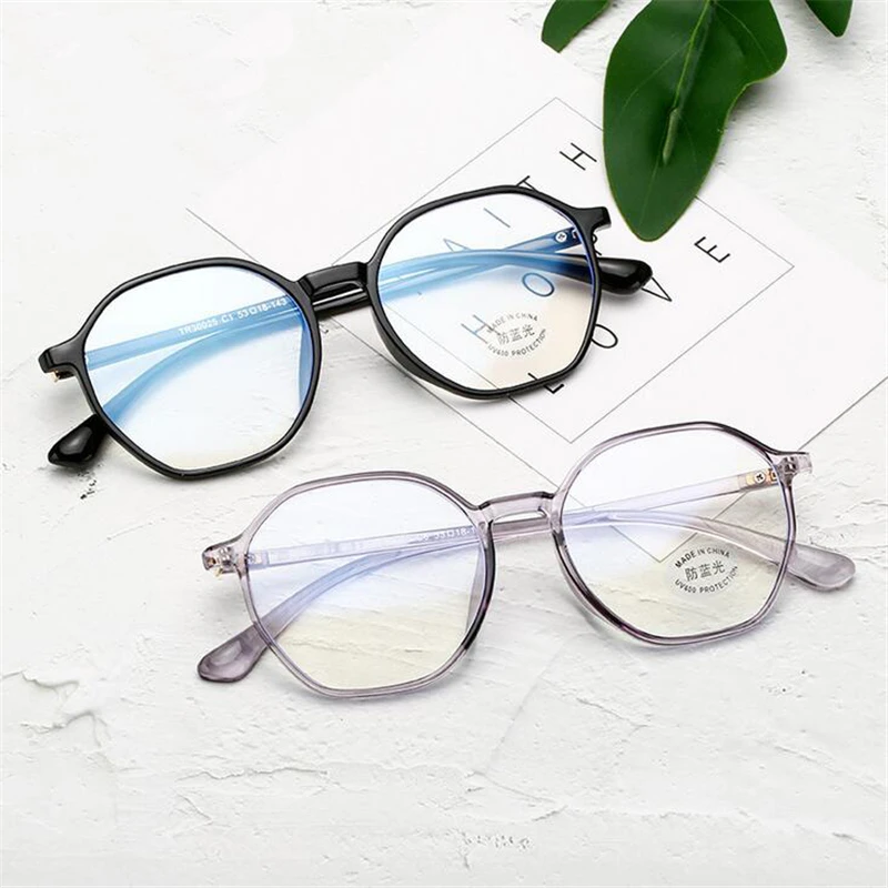 TR90 Polygon Anti-blue Light Computer Glasses Frame Women Men Minus Lens Prescription Spectacle Diopter 0 -0.5 -0.75 -1.0 To -6 |