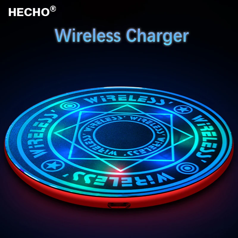 

Universal Qi Fast Charging Wireless Charger 10W Glowing Magic Array Wireless Charger for iPhone Samsung Universal Mobile Phone