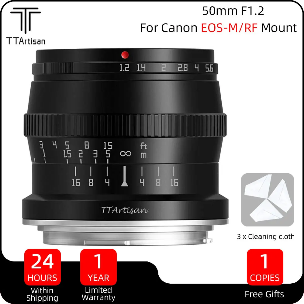 

TTArtisan 50mm F1.2 Canon RF-Mount Lens APS-C Large Aperture Portrait Camera Lens For Canon EOS-M RF Mount Lens M50 M6 M3 R7 R10