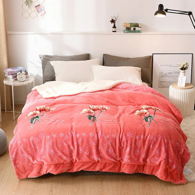 

Флисовое одеяло в стиле ретро на осень и зиму, утолщенное одеяло из овечьей шерсти, двойное теплое однослойное одеяло из кораллового флиса