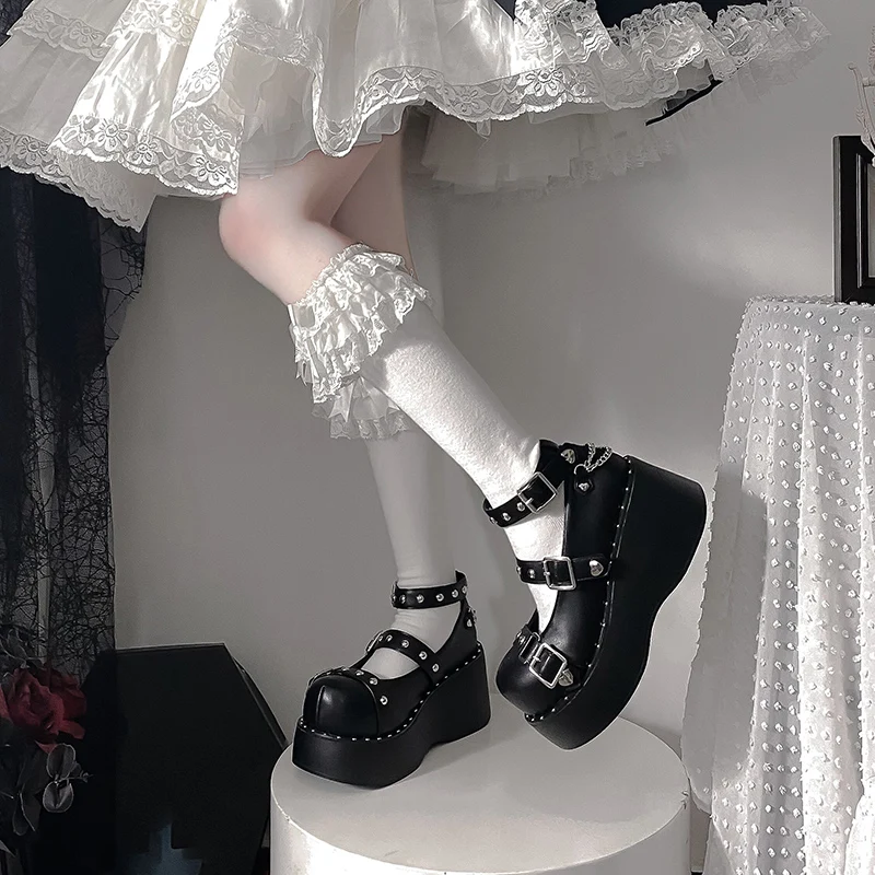 Женские туфли-лодочки на танкетке милые пикантные туфли толстой подошве в стиле