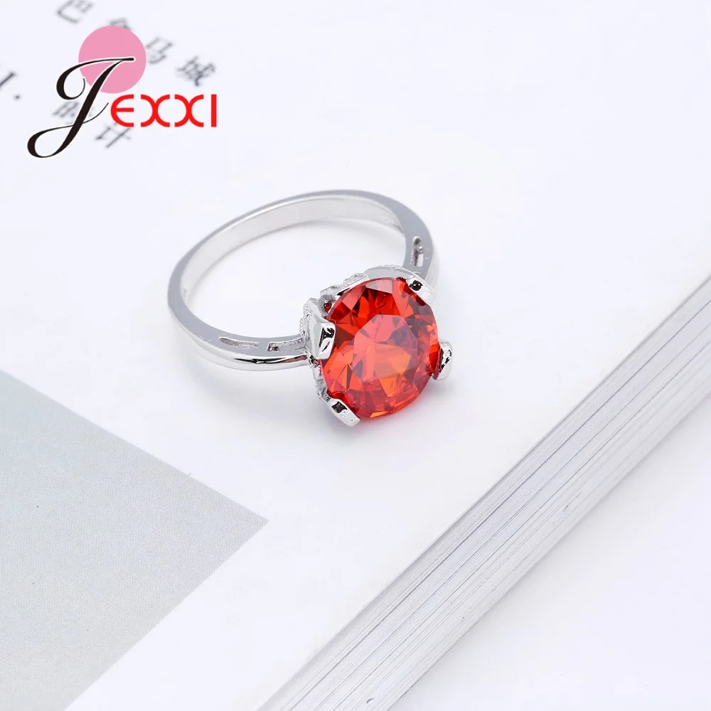 Фото Кольцо с красным камнем Bague Rose, 925 пробы, серебро, кристалл, модные юбилейные ювелирные изделия для женщин, anel обручальные кольца №3