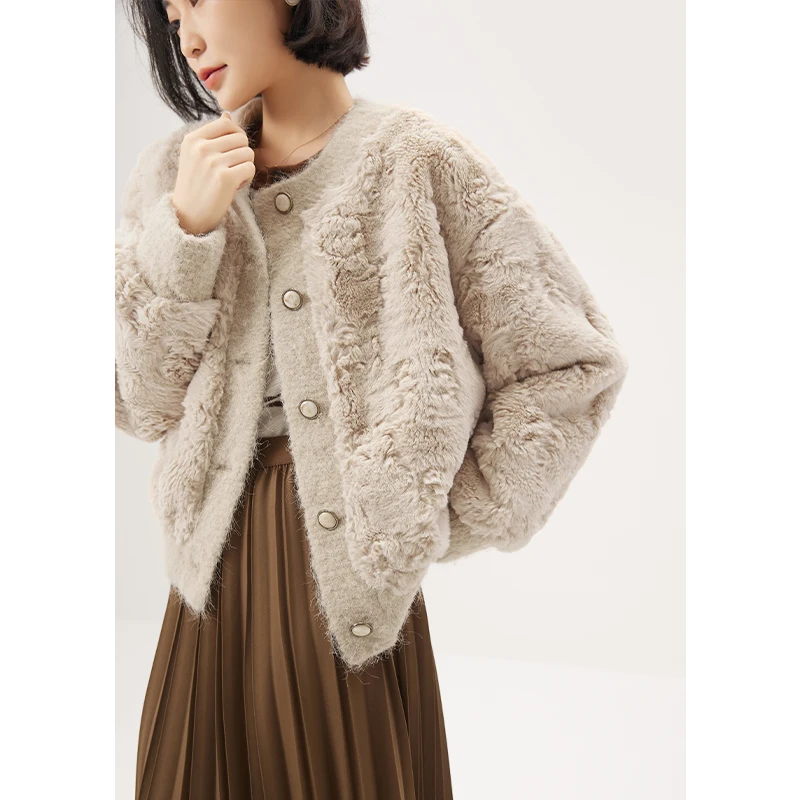 2022 Environmentally Friendly Fur Casaco Feminino Inverno Thick Warm Fur  Faux Fur  Faux Leather  Autumn/Winter  Button Vintage