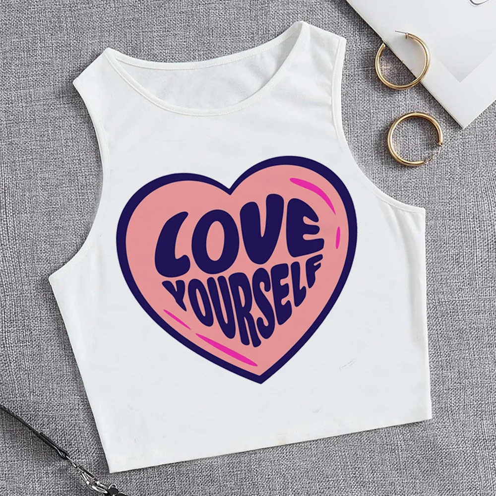 

Женский Готический Топ Love Yourself, короткий топ в стиле Интернет-игры y2k 90-х, милые футболки yk2 90-х, футболки
