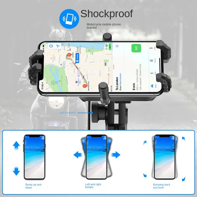 

Motorcycle Phone Holder 15W Wireless Charger USB QC3.0 Fast Charging Bike Smartphone Holder 360° Phone Holder Reusable