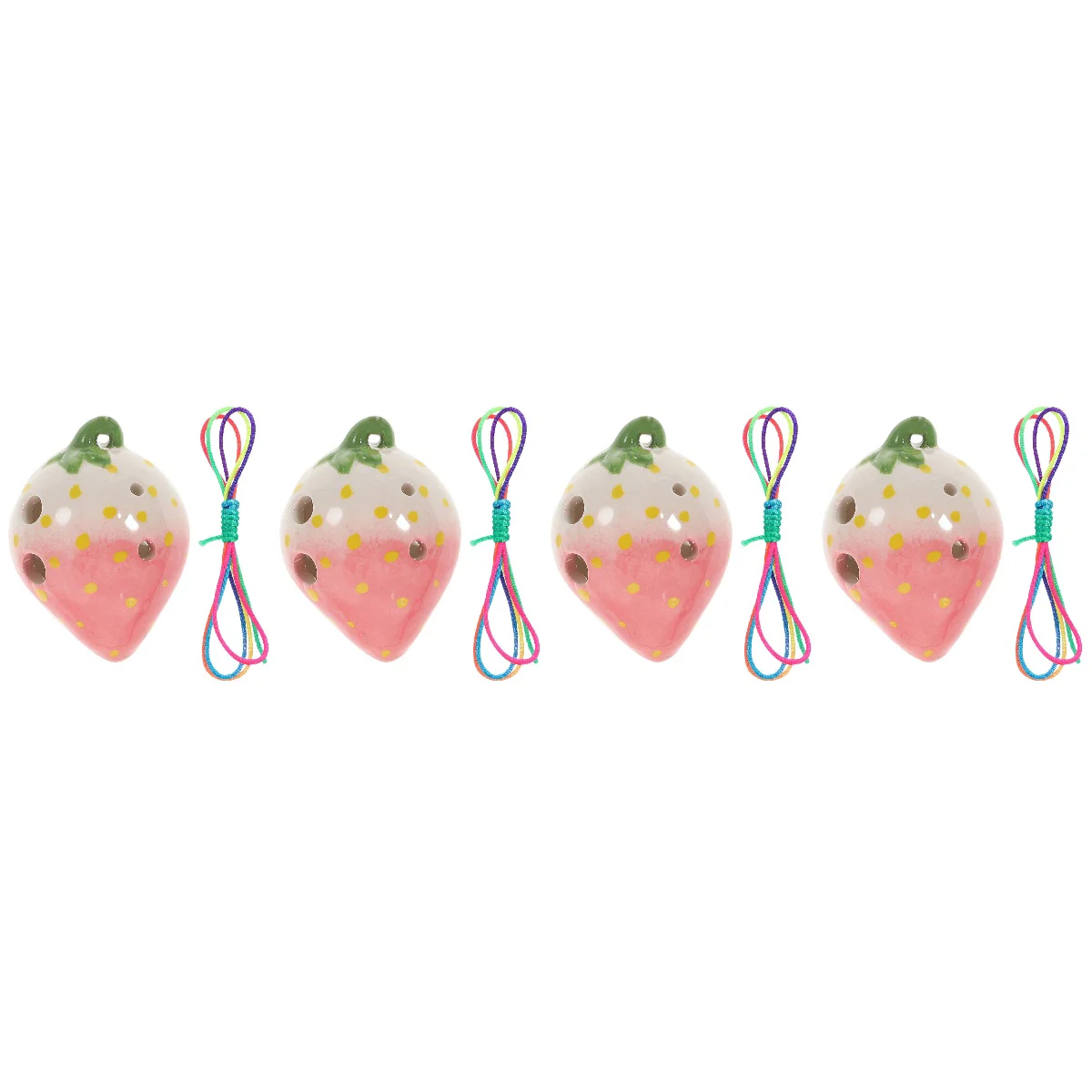 

4pcs Ceramic 6 Holes Ocarina Cartoon Strawberry Ocarina Practice Ocarina Musical Instrument