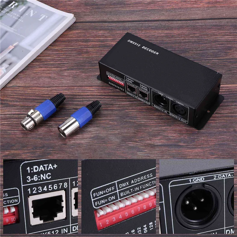 Фото ABUP-3X DMX 512 4CH X 8A Декодер Светодиодный контроллер 4-канальный драйвер Светодиодная лента RGBW DC 12 В-24 В №3