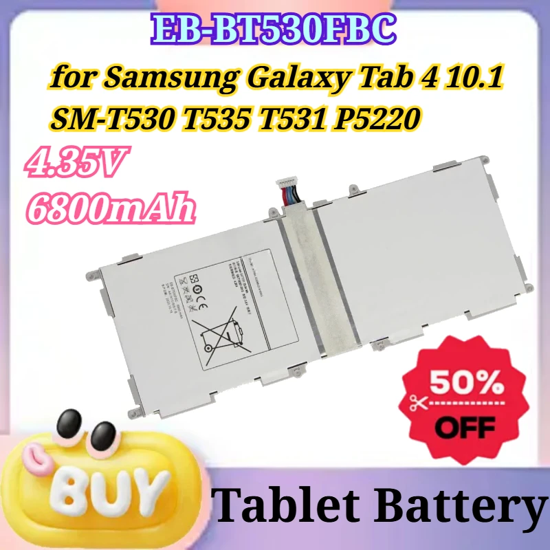Фото Аккумулятор 4.35V 6800mAh EB-BT530FBC EB-BT530FBU для Samsung Galaxy Tab 4 10.1 SM-T530 T535 T531 P5220, литий-полимерный аккумулятор для планшета №1