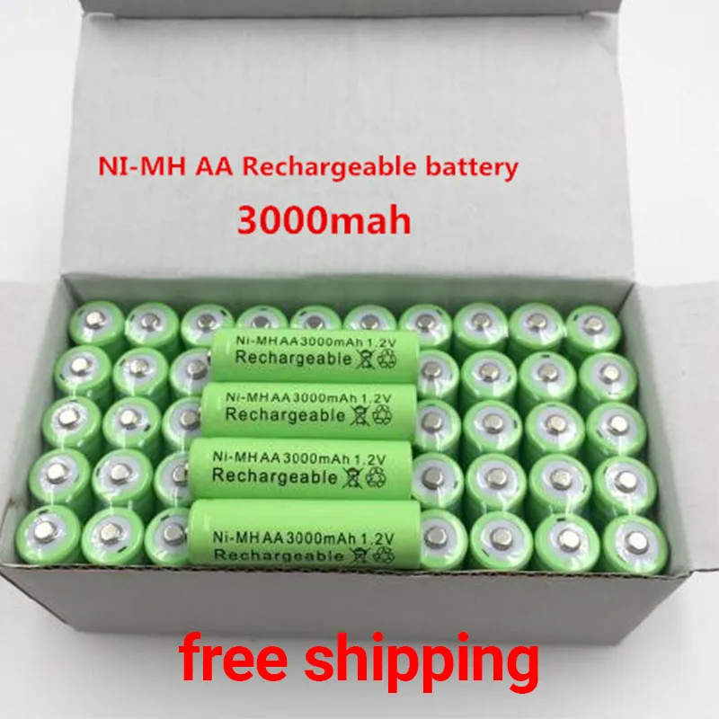 

Rechargeable Ni-MH AA battery, 3000mAh 1.2V MP3 RC battery power supply used for LED flashlights flashlights toys, free shipping