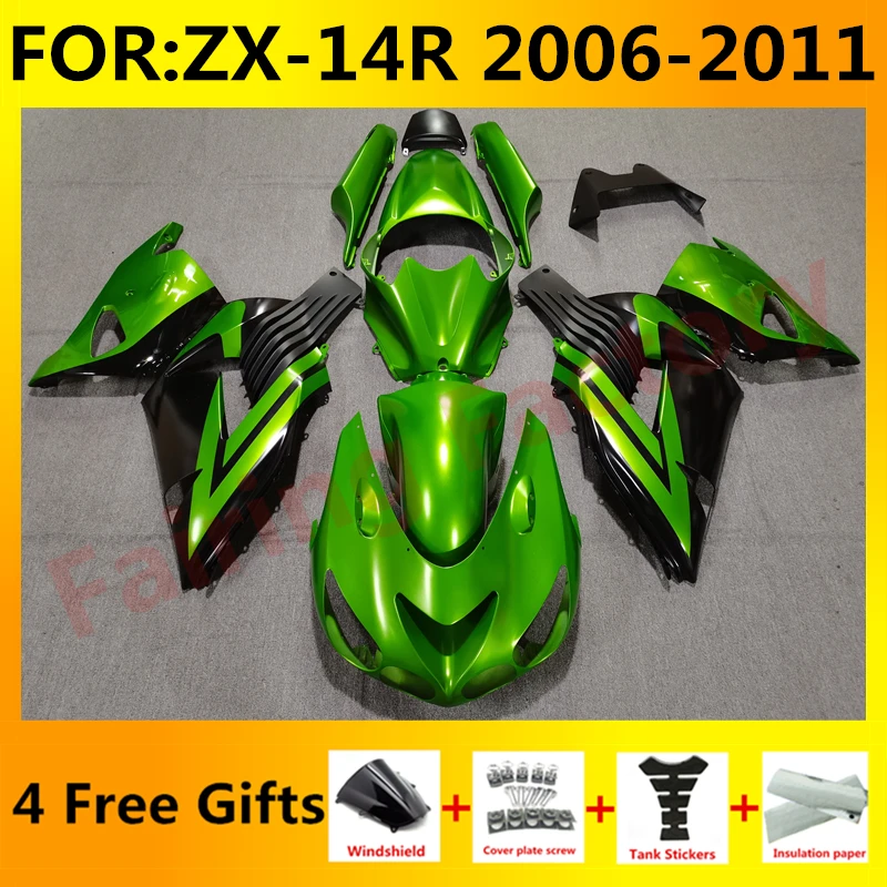 

Motorcycle Fairings Kit for Ninja ZX-14R 2006 2007 2008 2009 2010 2011 ZX14R zx 14r 06 07 08 bodywork fairing set green black