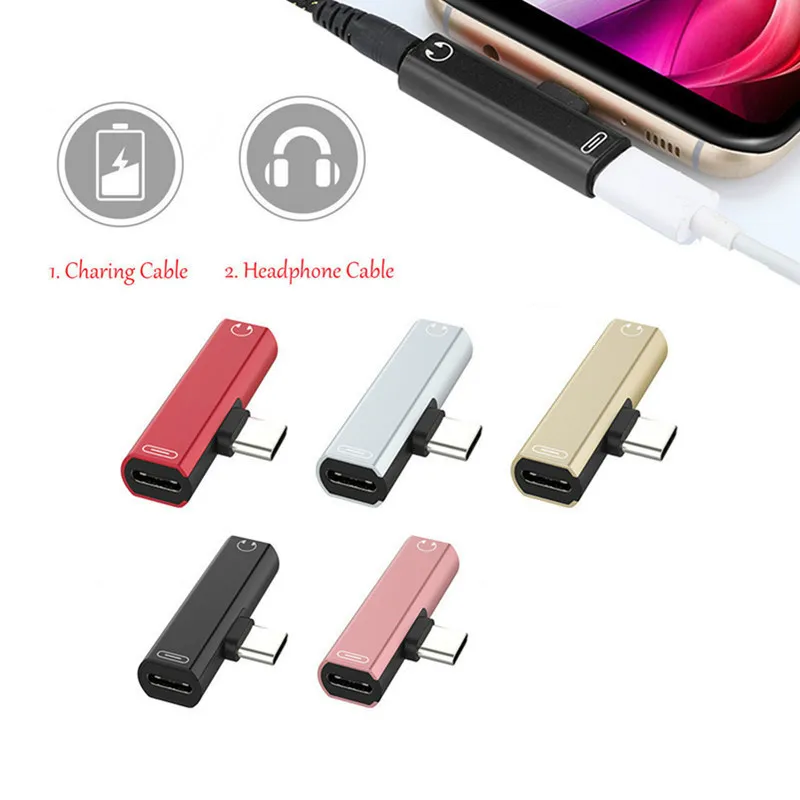 

New 2 In 1 Type C To 3.5mm Jack Earphone Charging Converter USB Type-C Audio Adapter for Xiaomi 6 Huawei P10 Type C Phones