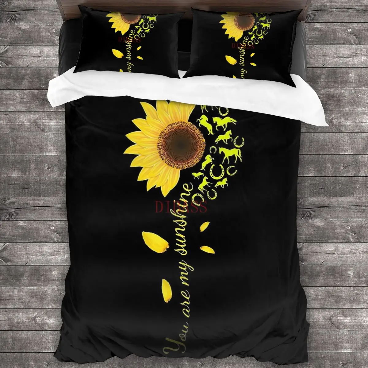 

You Are My Sunshine - Horse Soft Microfiber Comforter Set with 2 Pillowcase Quilt Cover With Zipper Closure