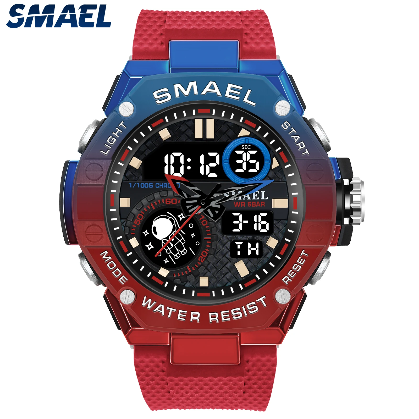 

SMAEL Men's Sports Quartz Watch Military Analog LED Digital Dual Time Display Stopwatch Alarm Waterproof Outdoor Male Wristwatch