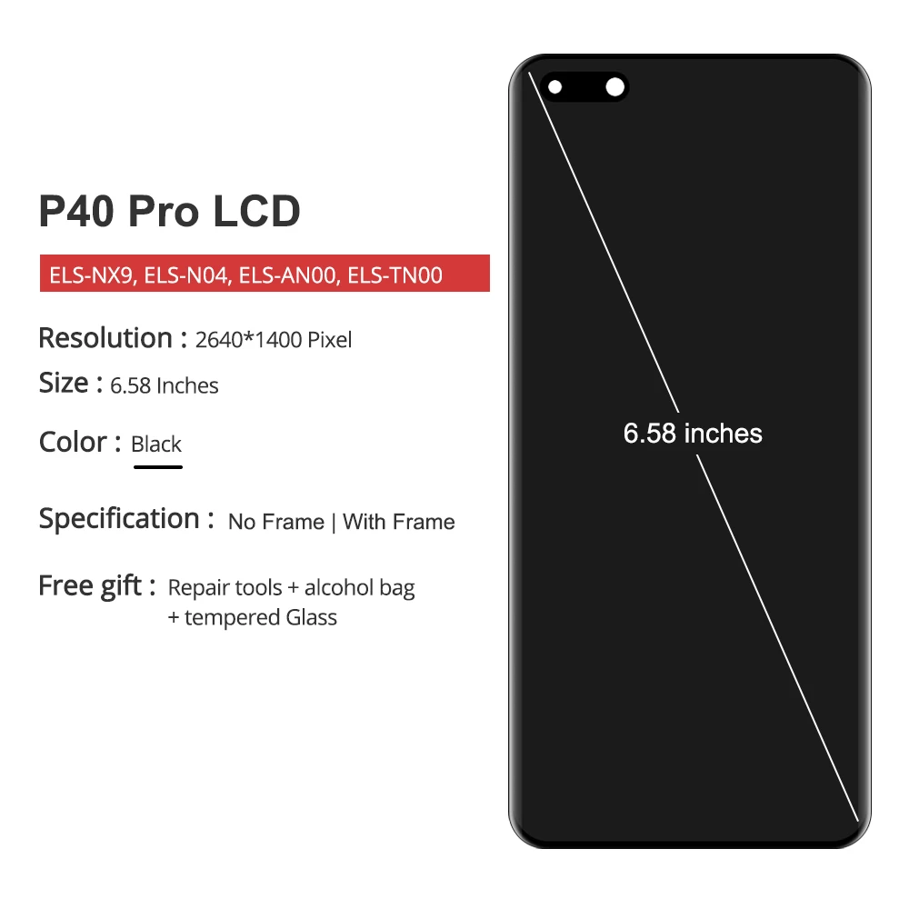 Cena Oryginalny 6.58 ''dla Huawei P40 Pro Pełny Wyświetlacz LCD Ekran Dotykowy Digitizer Zgromadzenie Dla Huawei P40 Pro LCD Wymiana Naprawa