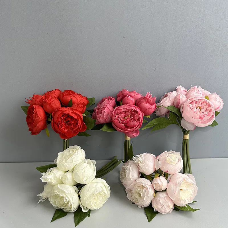 Высококачественные искусственные цветы букет из шелковых пионов Свадебные