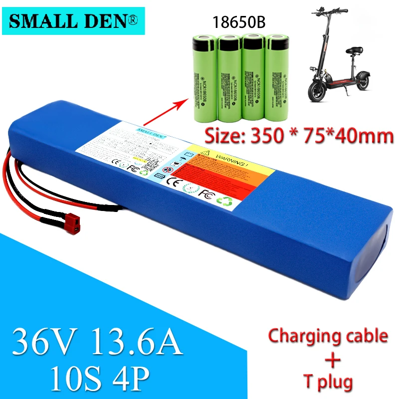 36V 13.6Ah 18650B-10S4P lithium battery pack 42V 250W- 500W motor uses ebike electric bicycle scooter with 15A BMS