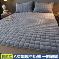 bedding milk fleece quilted mattress cover coral fleece plush sheet short fitted sheet queen bed cover home decor mattress