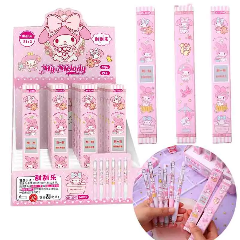 

24Pcs/box Kawaii Sanrio My Melody Blind Box Gel Pen Stationery Creative Blind Box Press Neutral Pen School Office Supplies Gift