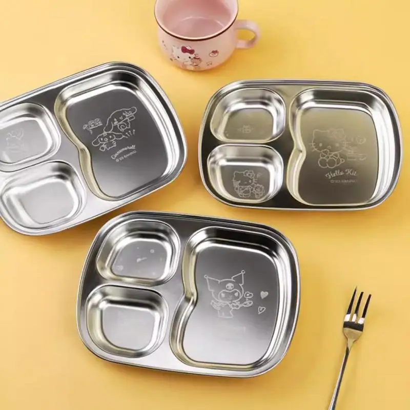 Лидер продаж стальная обеденная тарелка Sanrio Hellokitty Sus304 мультяшная для фаст-фуда