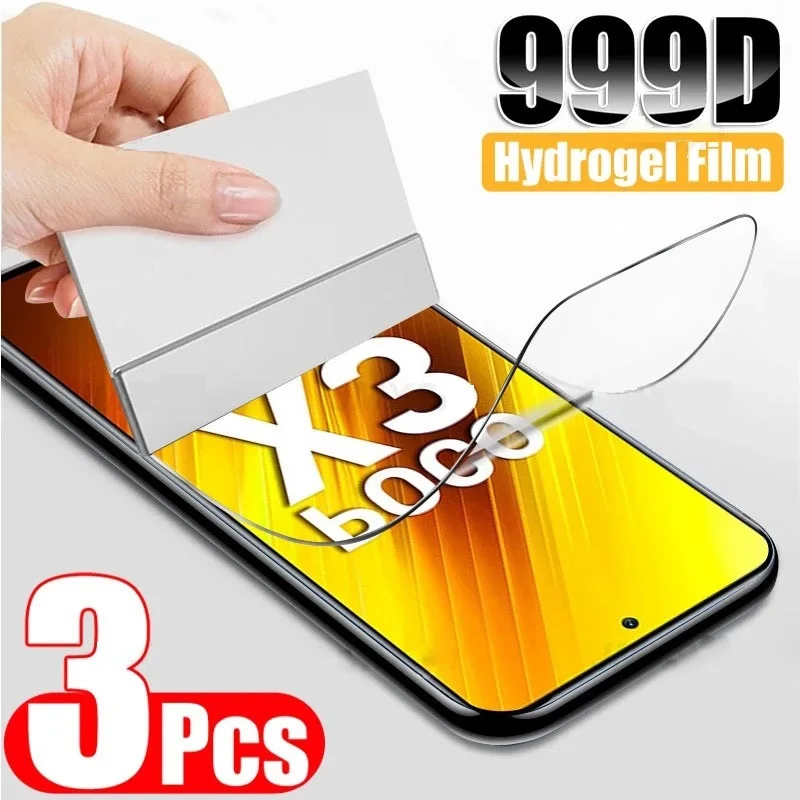 

3Pcs Full Cover Hydrogel Film For Poco X5 Pro X3 X4 Pro M5 S F4 GT 5G M3 M2 F2 F3 Screen Protector Film