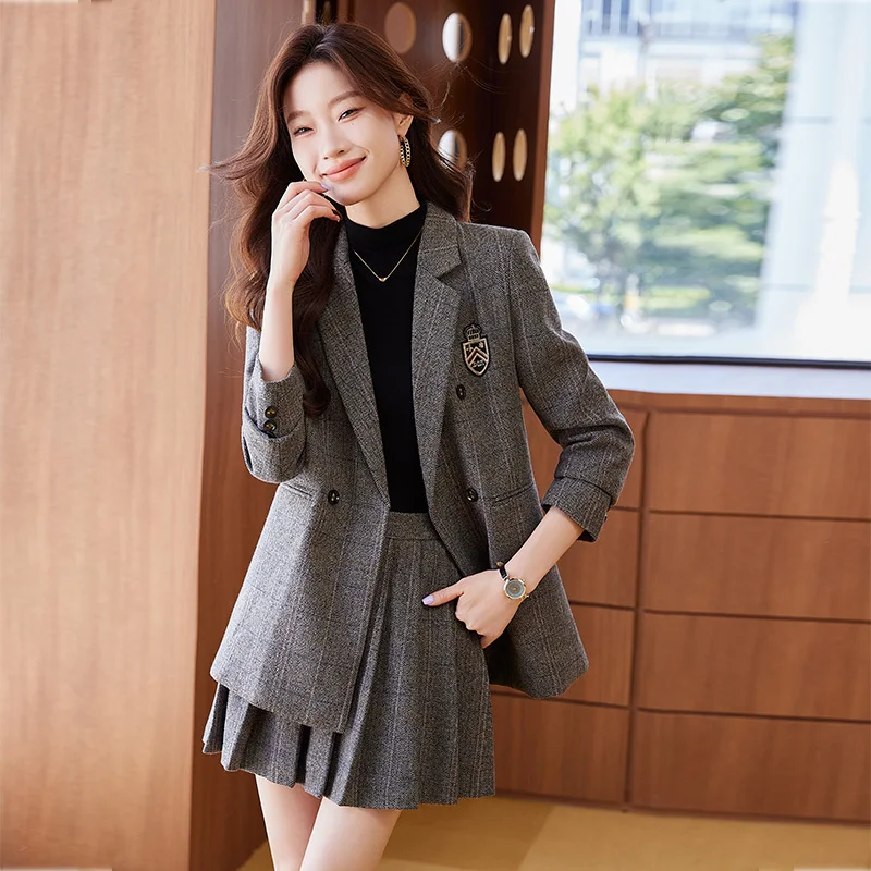 Модное женское пальто в стиле прелестного стиля осенняя Новинка клетчатый