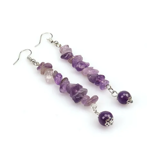 Серьги-капельки QYL из цинкового сплава с агатом и аметистом