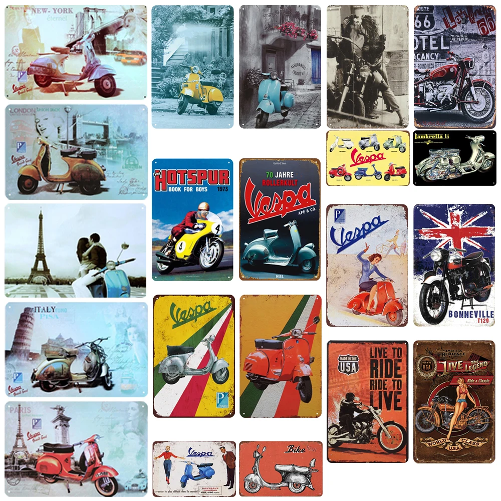 

Винтажные металлические жестяные знаки Vespa, итальянское Ретро металлическое украшение для бара, Настенная табличка