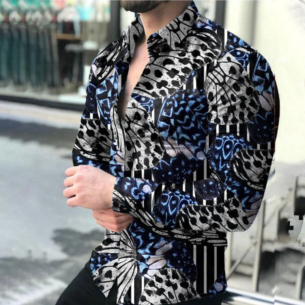 

Men's Clothing Prom Cardigan Large Size 2022 Men Shirts Fashion Luxury Social Lapel Buttoned Shirt Casual Color Long Sleeve Top
