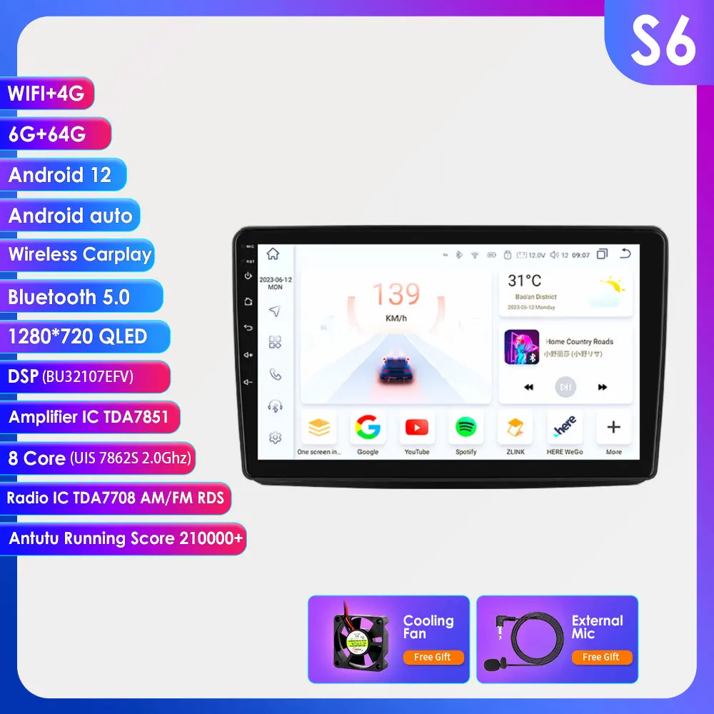 

Автомагнитола Android GPS для Fiat Panda 2003 - 2012 Android Авто CarPlay стерео Мультимедиа 7862 умный экран аудио плеер