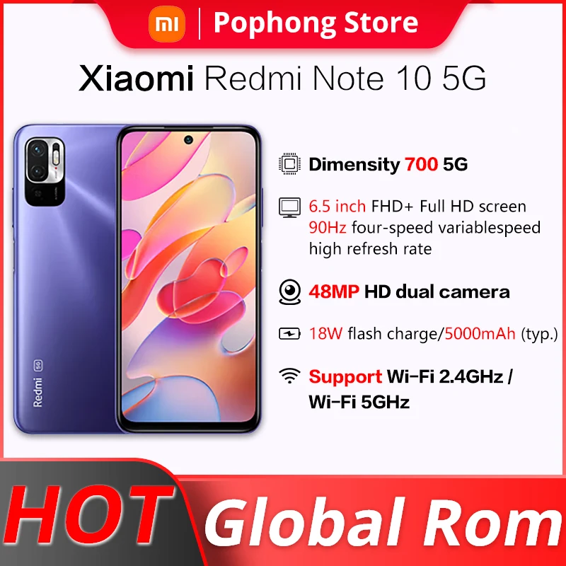 Global ROM Xiaomi Redmi Note 10 5G Mobile Phone Dimensity 700 Octa Core 6.5