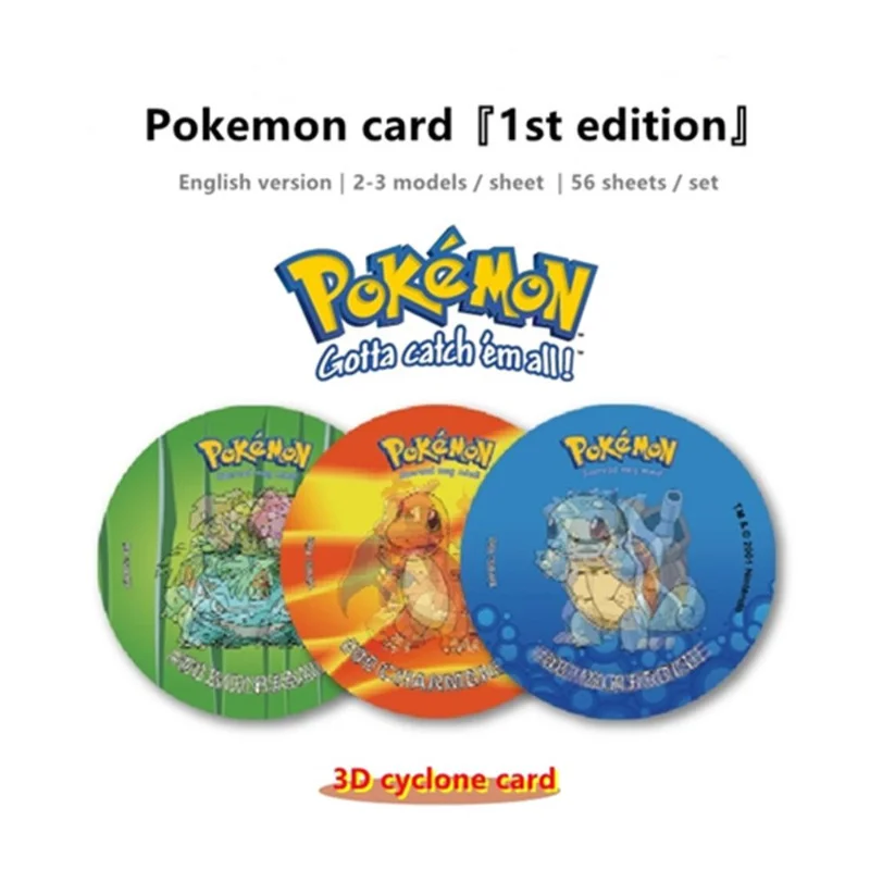 

56pcs/set Pokemon Round Cards Flash 3D Tazos New Metal Gold Silver Vmax GX Card Pikachu Rare Collection Battle Traine Toy Gift
