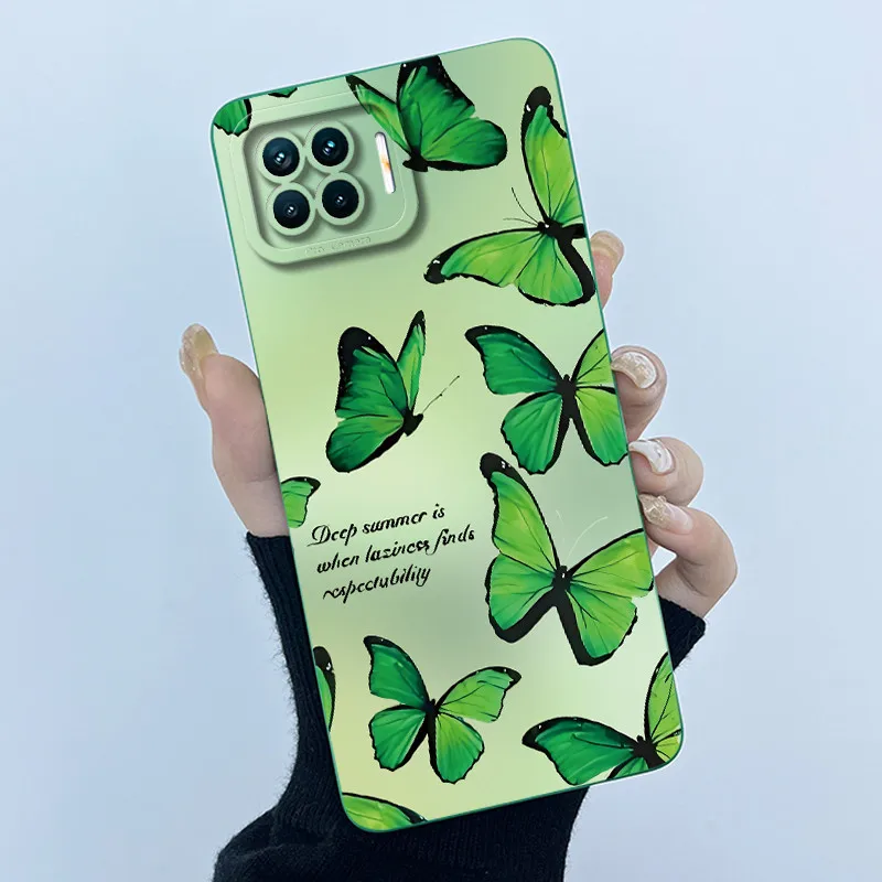 Фото Чехол для телефона OPPO F17 Pro Reno 4 Lite с простыми цветами, мягкий жидкий силиконовый чехол для OPPO A73 A93 Reno4 Lite Fundas №3